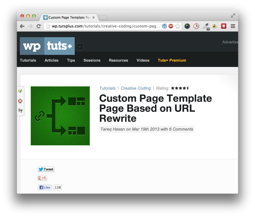 Custom page template based on URL rewrite