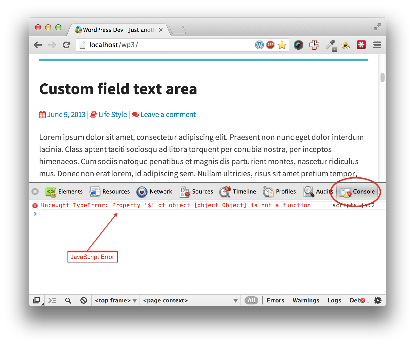 Google chrome JavaScript console