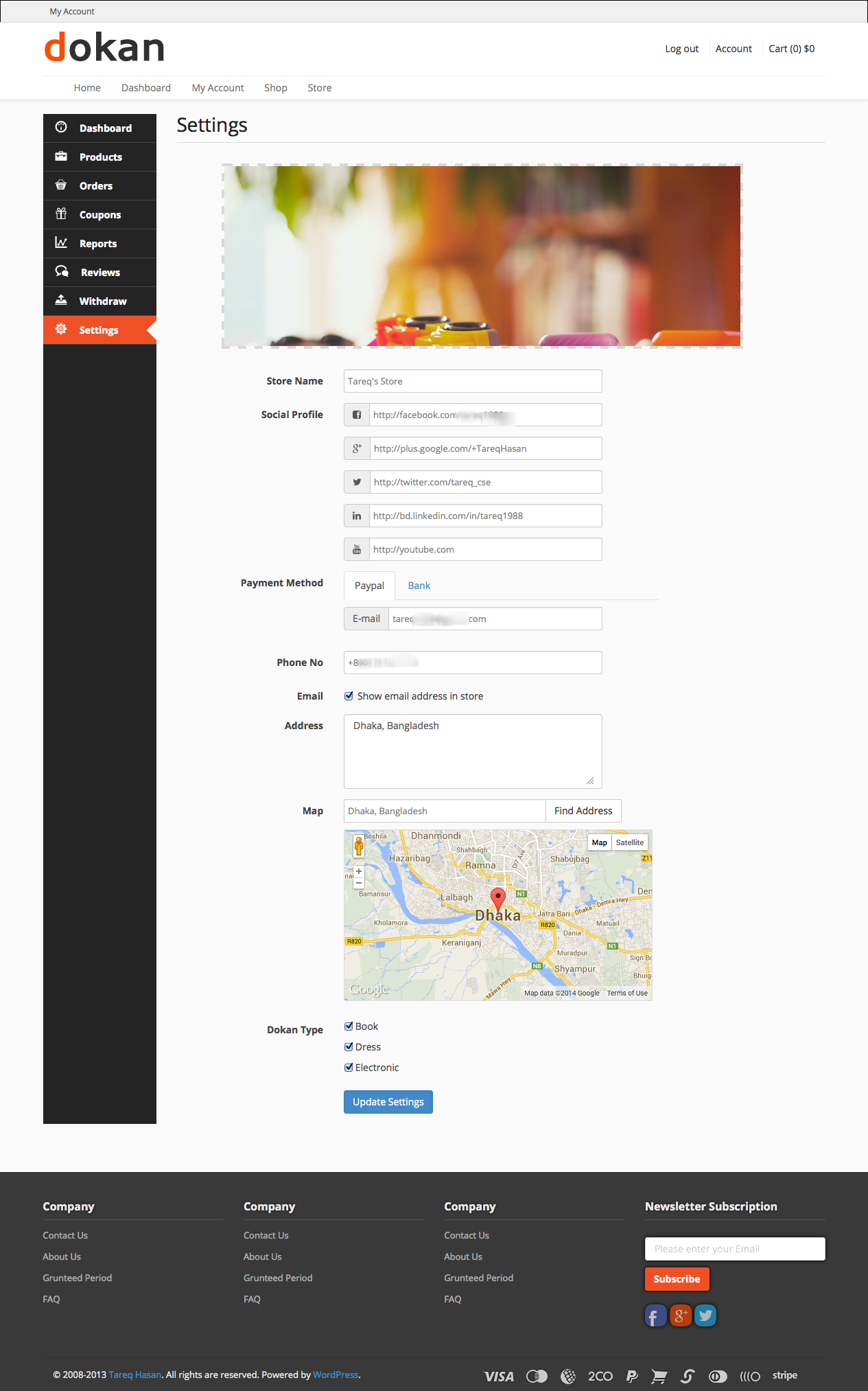 Dokan Store Settings Page