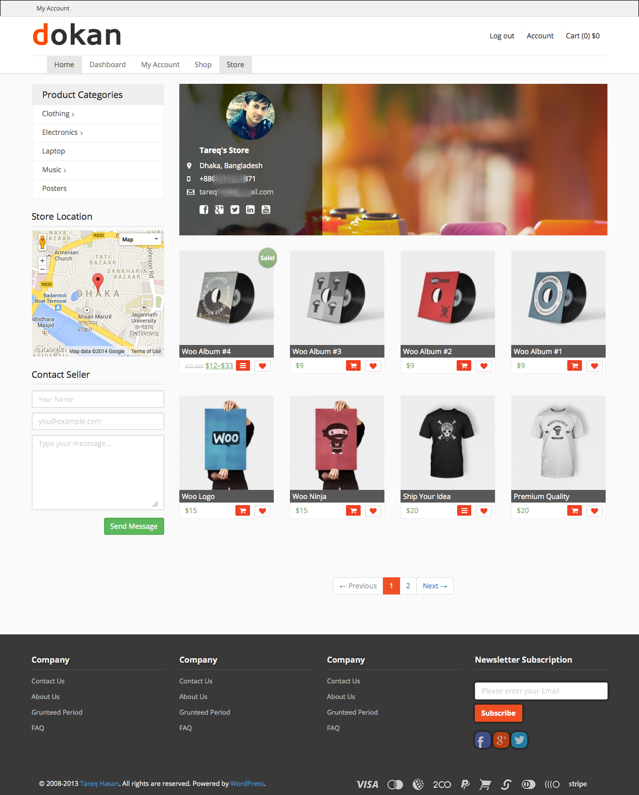 Dokan Sellers store page