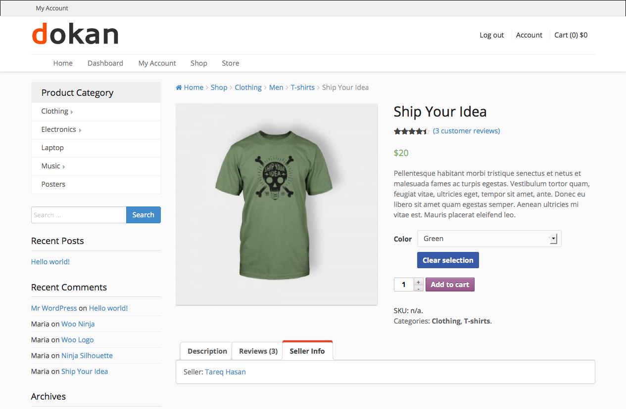 Dokan Single Product View page