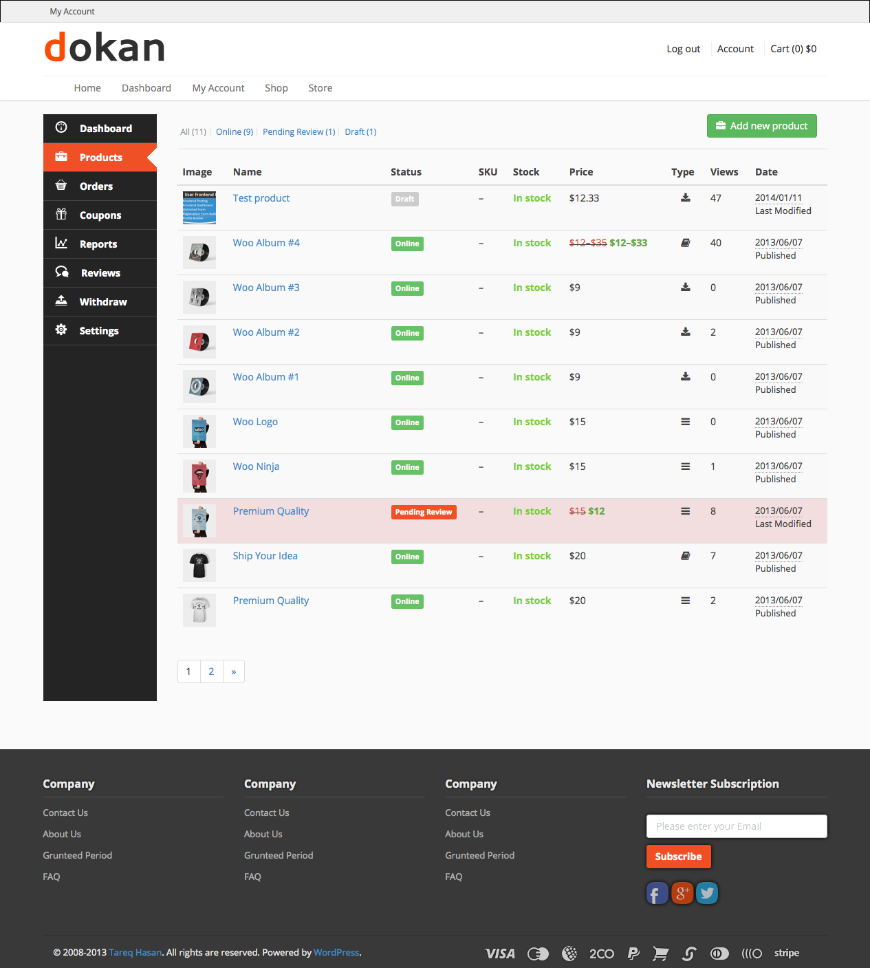 Seller Product Listing