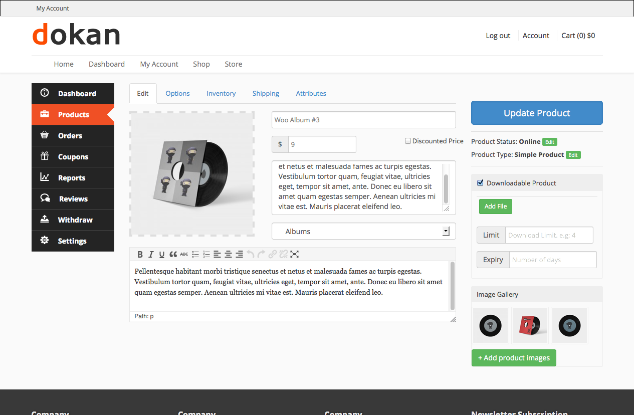 Dokan Edit Product Page