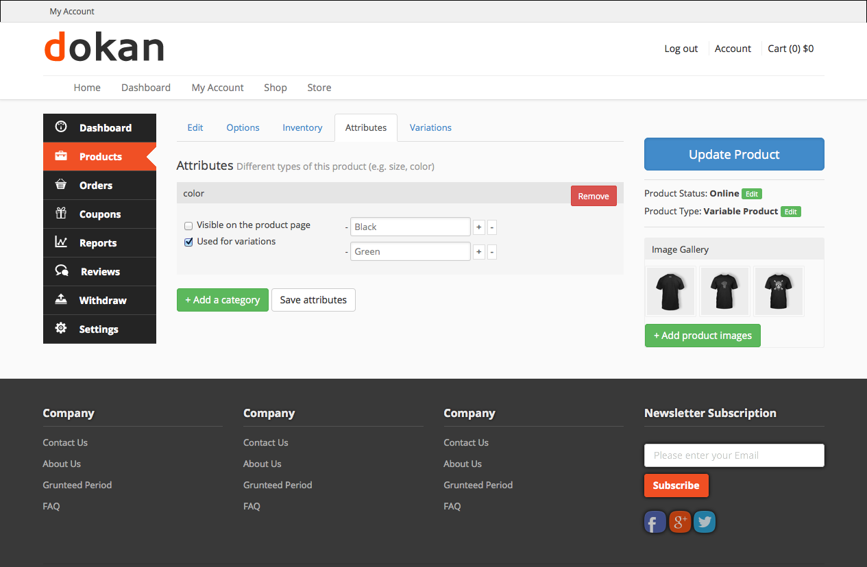 Dokan Edit Product Attributes