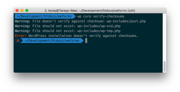 Verify WordPress checksum